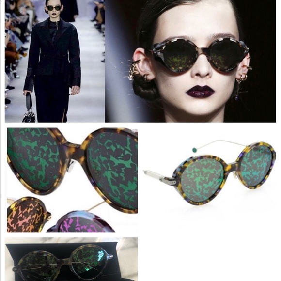 DIOR 2023 FASHION FORWARD COLOR IS  “GREEN” RUNWAY FOLIAGE ROUND SUNGLASSES - Picture 3 of 16